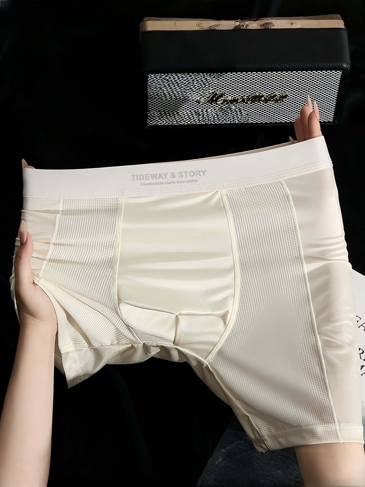 Men's Seamless Mesh Ice Fiber Long Briefs Lightweight Comfort