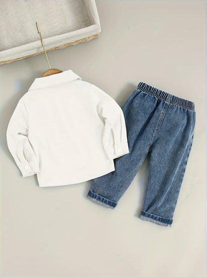 Boys' Cotton Blend Shirt and Jeans Set for Fall/Winter - ayq