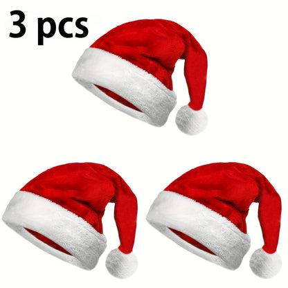 Adult Unisex Christmas Santa Hat - Thickened Comfortable Red & White with White Piping Trim & Fluffy Beard-Friendly Collar - Iconic Santa Cap for Holiday Parties, Costumes, Xmas Events (Hand Wash Only) for Christmas,Newyear,V