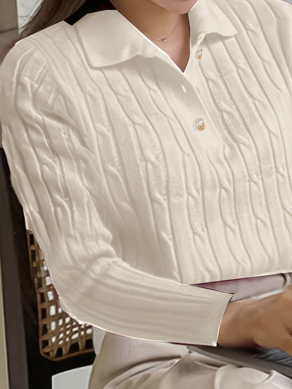 Elegant Long Sleeve Henley Pullover for Women - Fall/Winter Knit