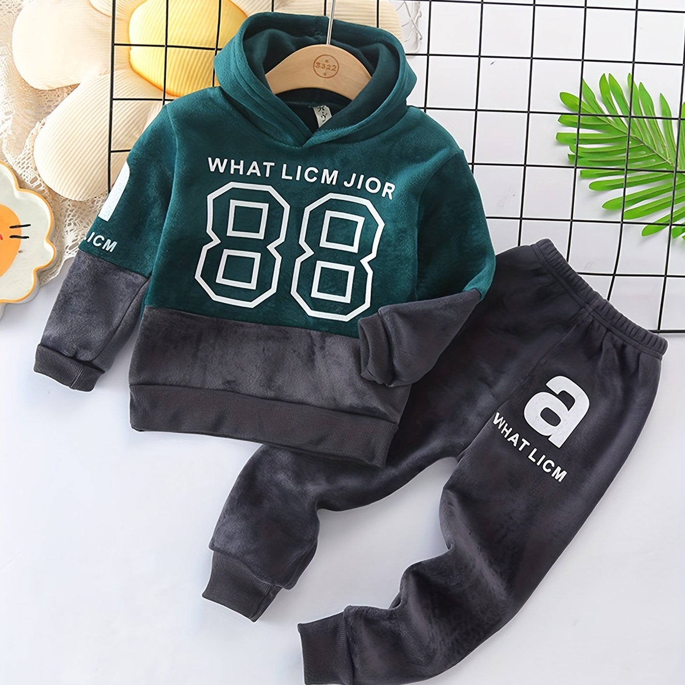 Kids Stylish Sports Outfits, Trendy Letters Print Long Sleeve Hoodie Pants Set, Baby Boy's Autumn And Winter Clothes, Outdoor Cloth - ayq
