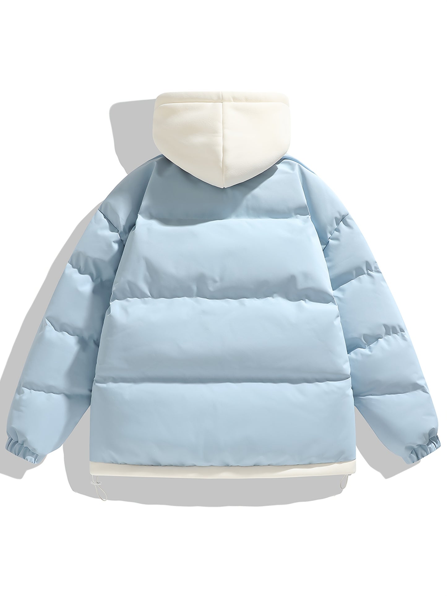 Women'S Light Blue Hooded Puffer Jacket - Cozy Fleece-Lined Winter Coat with Drawstring Hood, Casual Style for Cold Weather, Winter Coat