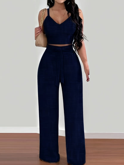 Women’s Chic Floral Print Camisole & Wide-Leg Pants Set