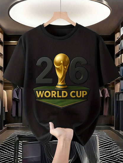 Men's FIFA World Cup 2026 Graphic Mesh T-Shirt, Casual Streetwear