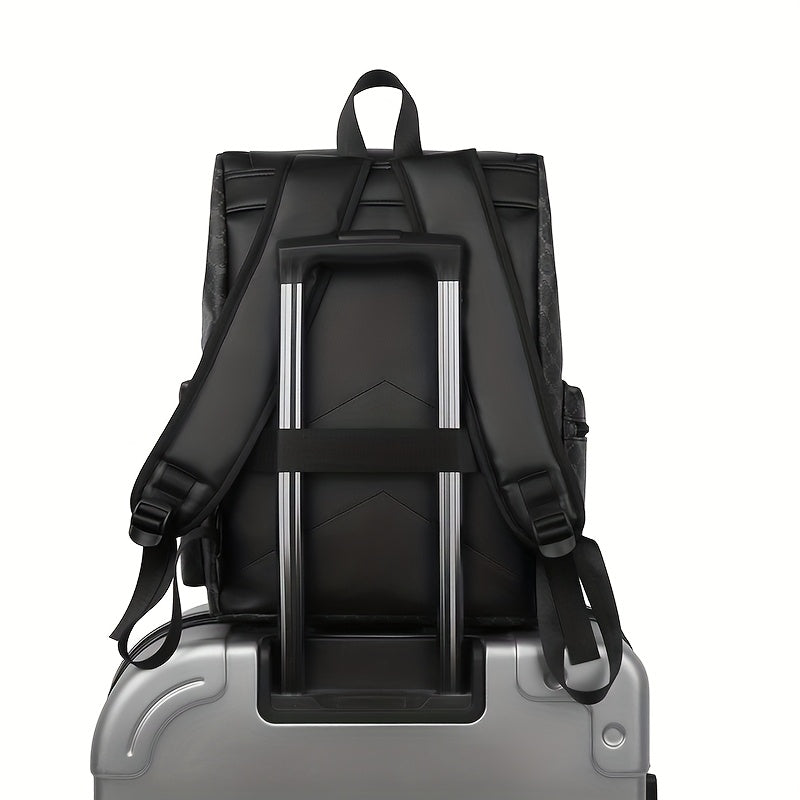 Men's Retro Geometric Print Drawstring Backpack - Casual British Style Durable Fabric with Multiple Compartments  Padded Straps for Daily Commute, Work, Travel, Backpack for Travel, Modern Logo Design, Highquality Straps, Ur