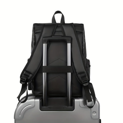 Men's Retro Geometric Print Drawstring Backpack - Casual British Style Durable Fabric with Multiple Compartments  Padded Straps for Daily Commute, Work, Travel, Backpack for Travel, Modern Logo Design, Highquality Straps, Ur