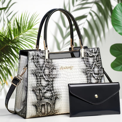 Women's PU Crocodile Pattern Large Capacity Shoulder Bag
