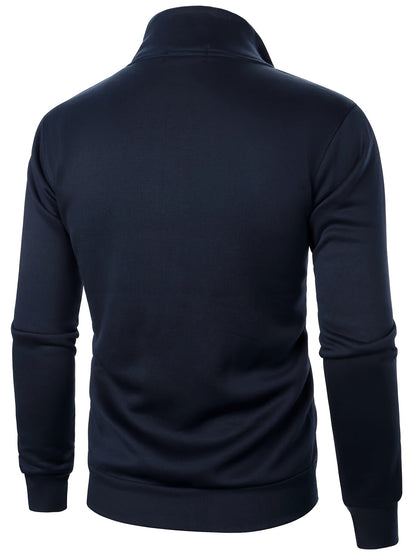 Men'S Heavyweight Thermal Zip-Up Jacket - Full-Zip Front Closure, Stand Collar Long Sleeve Coat for Winter, Gym, Outdoor Activities - Cold Weather Outerwear in Black - Easy-Care Polyester Construction, Winter Jacket, Gym Wear