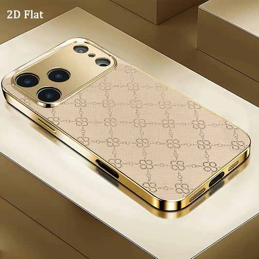 Luxury Gold-Plated Tempered Glass iPhone 18 Pro Max Case - ayq