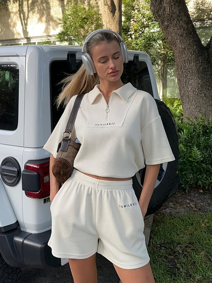 Women’s Summer Sports Polo Top and Shorts Set