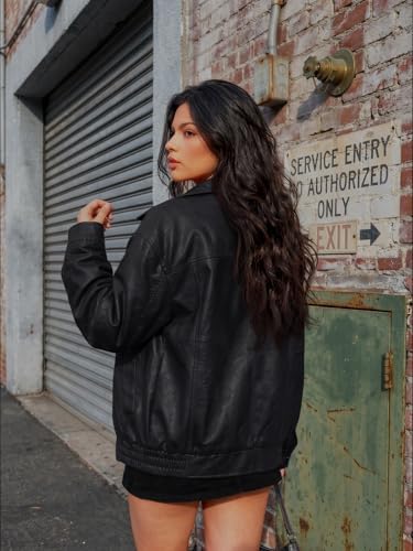 Women's Oversized Faux Leather Jacket for Fall & Winter