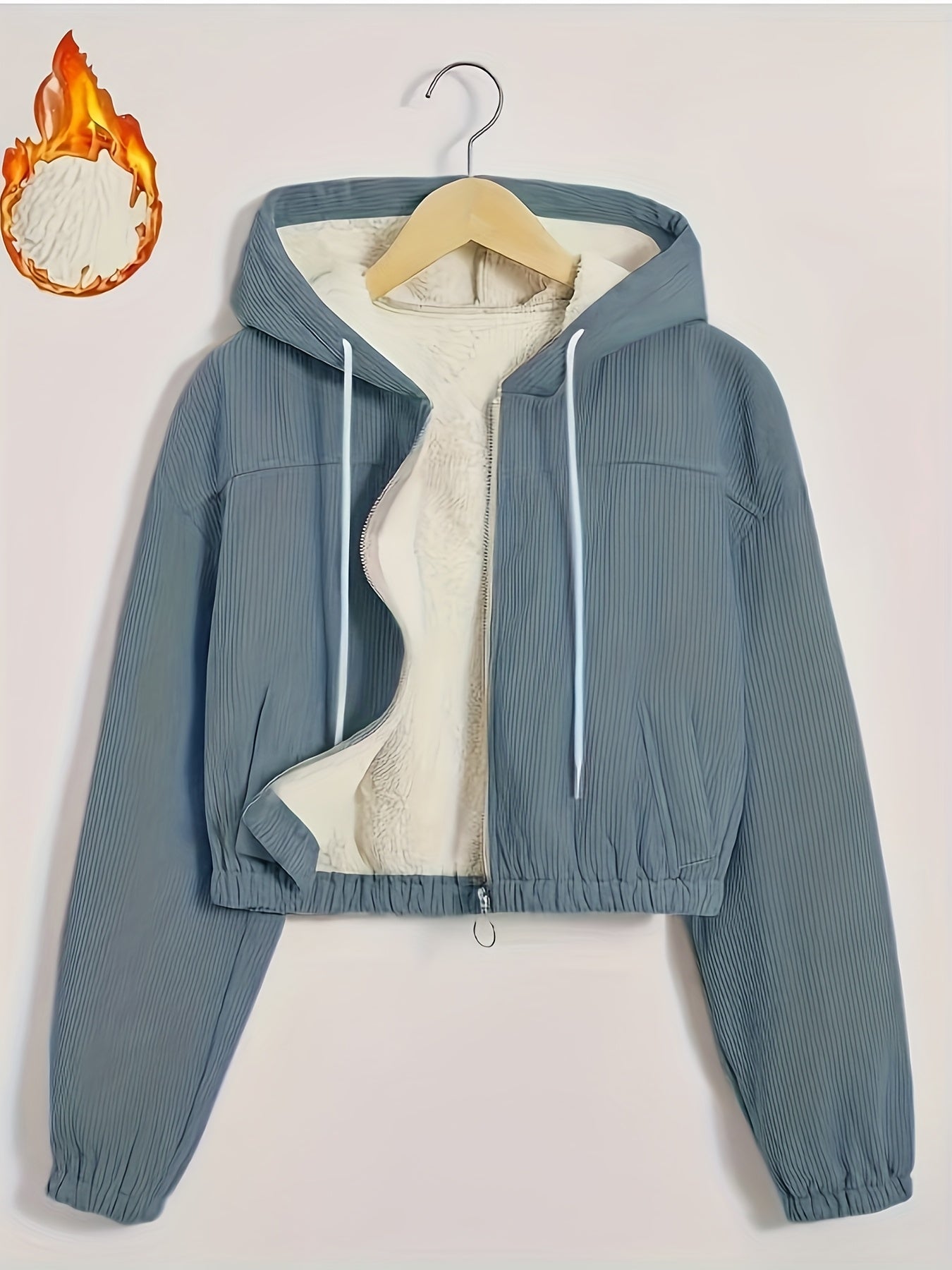 Women'S Black Hooded Jacket with Fleece Lining - Full-Zip Winter Coat, Full-Zip Front Closure, Zippered Pockets, Machine Washable Outer Shell