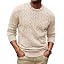 Men's Cable Knit Crewneck Sweater Pullover Long Sleeve