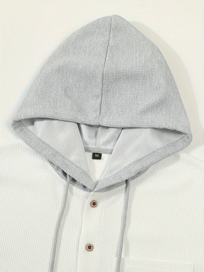 Men's Casual Hooded Jacket - Soft, Breathable Polyester with Button-Up Design & Pockets | Perfect for Spring, Fall & Outdoor Activities, Long Sleeve, Fashion, Daily, Leisure Style, Conventional Version