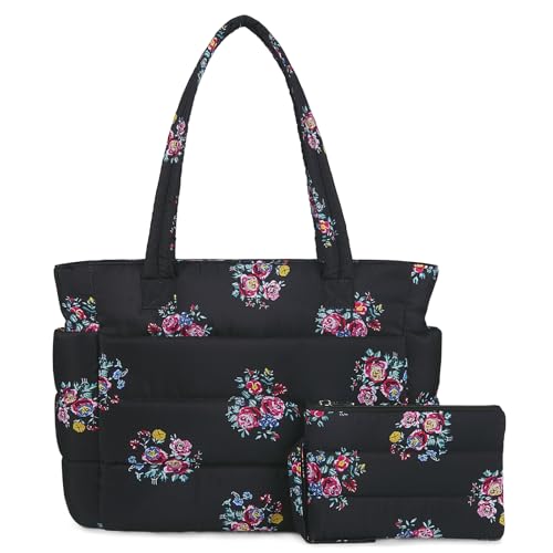 Lightweight Quilted Puffer Tote Bag for Women, Travel & Work