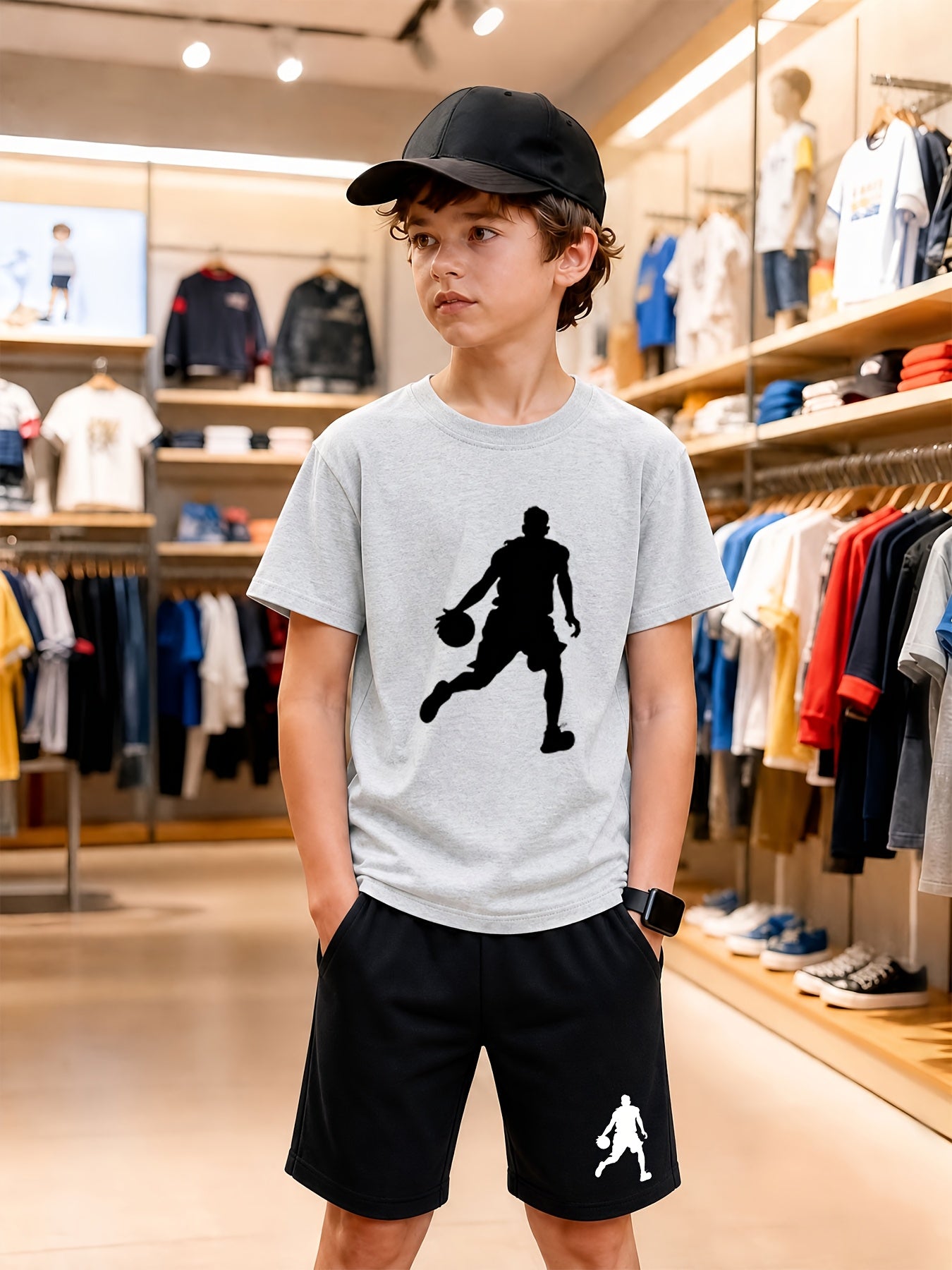 Boys' Cotton T-Shirt & Shorts Set Casual Athletic Style