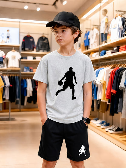 Boys' Cotton T-Shirt & Shorts Set Casual Athletic Style