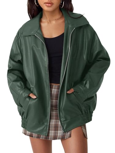 Women's Oversized Faux Leather Jacket for Fall & Winter
