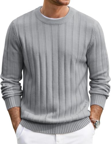 Men's Ribbed Crewneck Pullover Sweater Soft Warm Knit