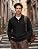 Men's Cable Knit Henley Sweater with Ribbed Stand Collar