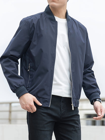 Men's Solid Color Business Jacket, Casual Stylish Outdoor Coat As Gift