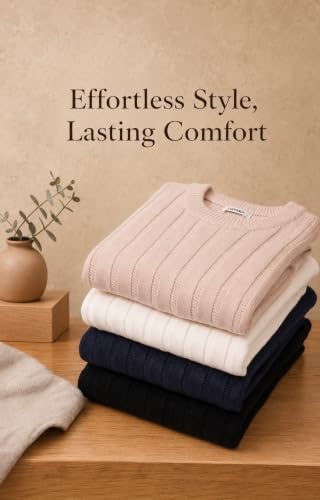 Men's Ribbed Crewneck Pullover Sweater Soft Warm Knit