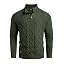 Men's Cable Knit Henley Sweater with Ribbed Stand Collar