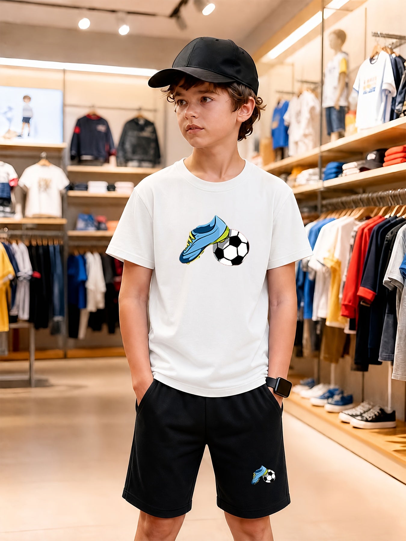 Boys' Casual Cotton T-Shirt & Shorts Set for Spring Summer
