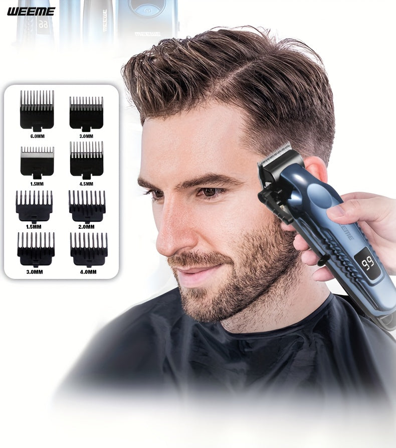 WEEME 4pcs Men's Electric Hair Clipper Set, Beard Trimmer Set, Household Facial Cleansing Set. Hair Cutting, Shaving, Trimming of Nasal Hair, Trimming of Sideburns, Facial Hair Cleaning. USB Charging. for Household Use, Vehic - ayq