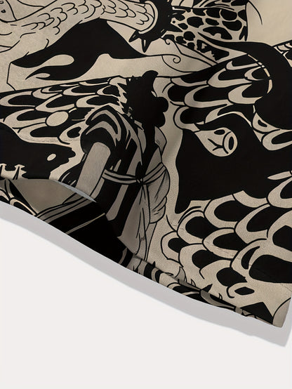 Men's Japanese Style Print Kimono Shorts Home Wear Casual Vacation Set