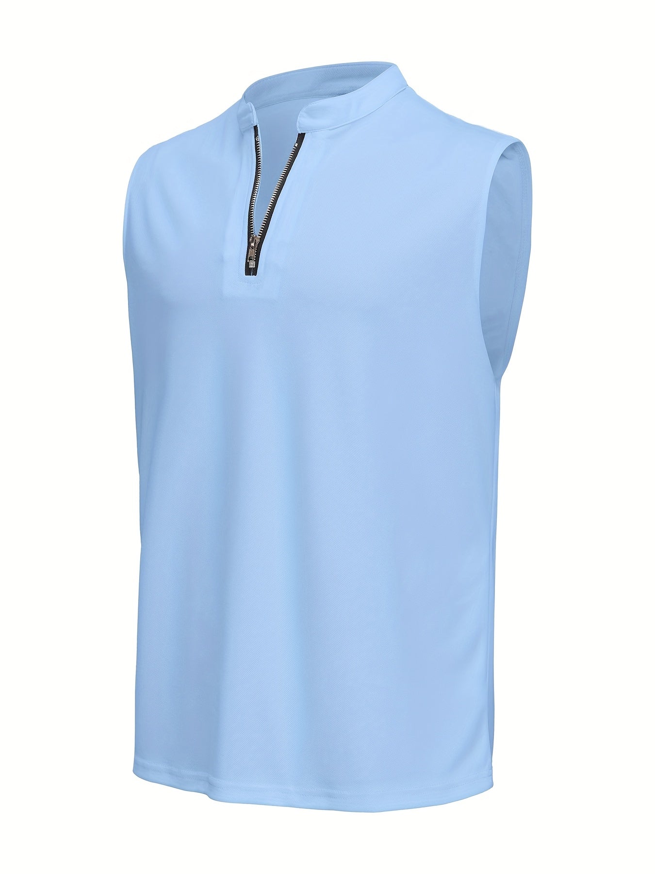 Men's Sleeveless V-Neck Shirt with Quarter Zip - Lightweight Summer To