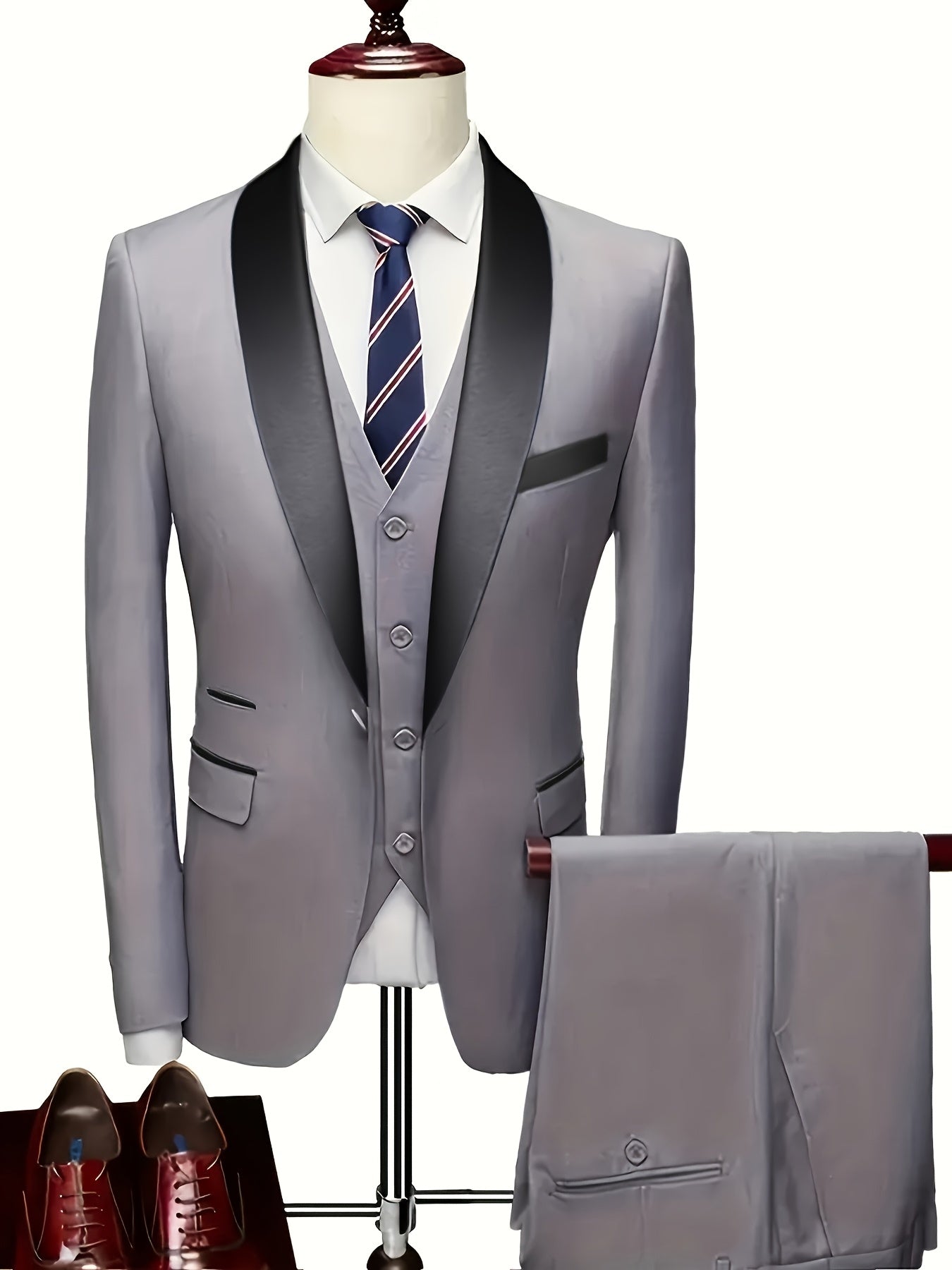 Men's 3-Piece Suit Set - Blazer, Vest & Trousers for Business & Weddin