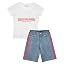 Girls Denim Shorts and Graphic Tee Set for Summer