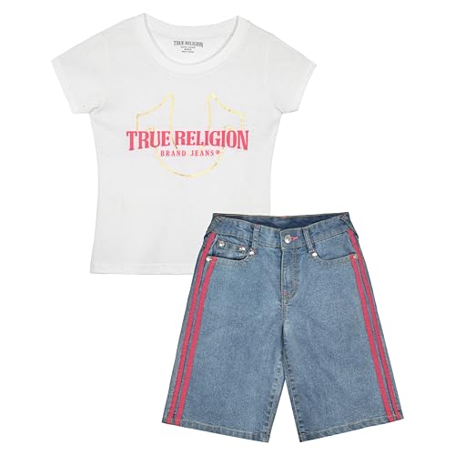 Girls Denim Shorts and Graphic Tee Set for Summer