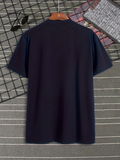 Men's Heavyweight 180gsm Cotton T-Shirt - Dark Gray Crew Neck Tee with Bold "Boston" Print, All-Season Everyday  Formal Shirt for Men - Machine Washable Luxury Casual Top, Versatile Clothing, Modern Design, Premium Fabric, S