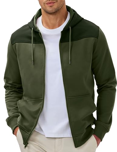 JMIERR Men's Lightweight Colorblock Zip Hoodie Jacket