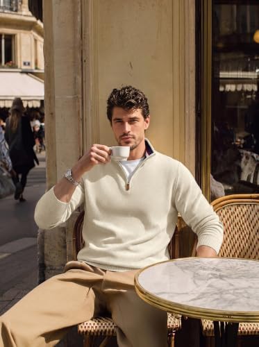 Men's Quarter Zip Pullover Sweater Casual Knit Top