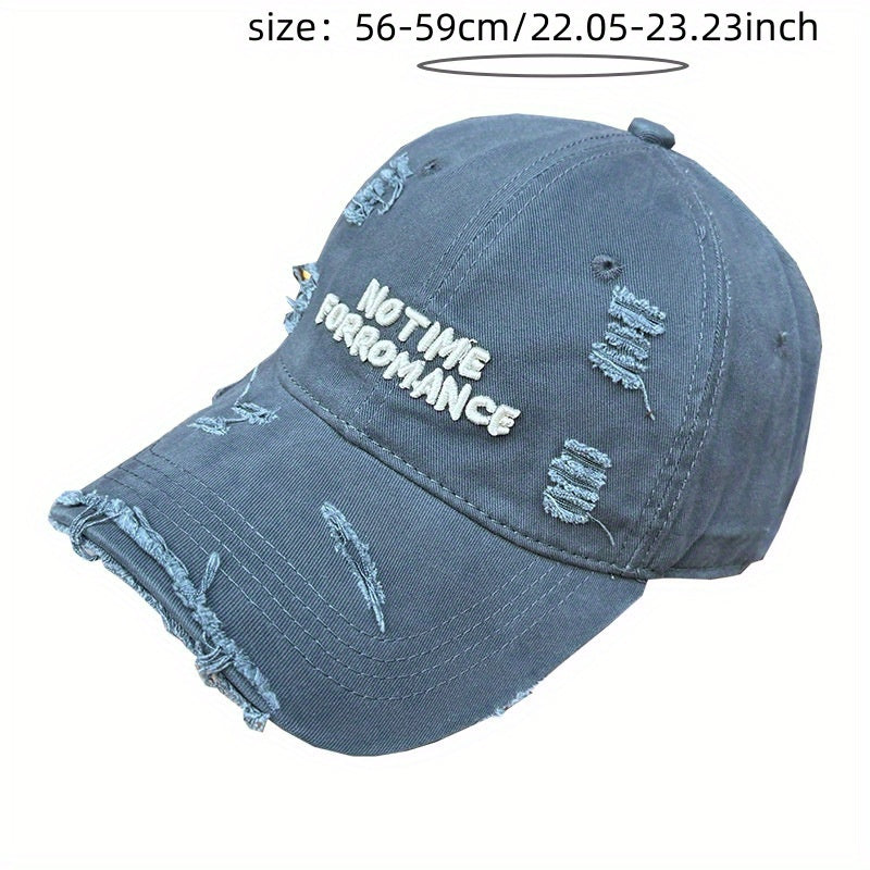 Women’s Embroidered Ripped Washed Baseball Cap Adjustable Fit