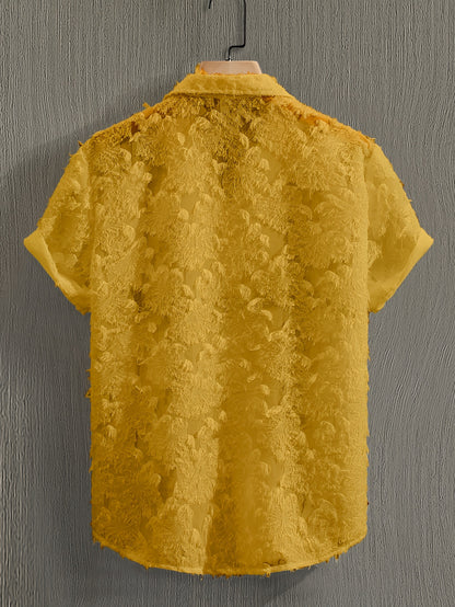 Men's Casual Short-Sleeve Polyester Shirt for Spring and Fall