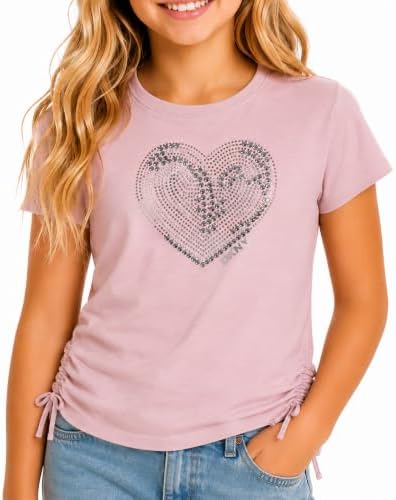 Girls Cotton Blend Short Sleeve Graphic Tee T-Shirt