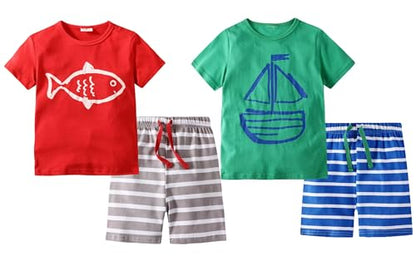 Toddler Boy Summer Shirt and Shorts Set for Ages 2-7