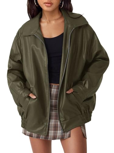 Women's Oversized Faux Leather Jacket for Fall & Winter