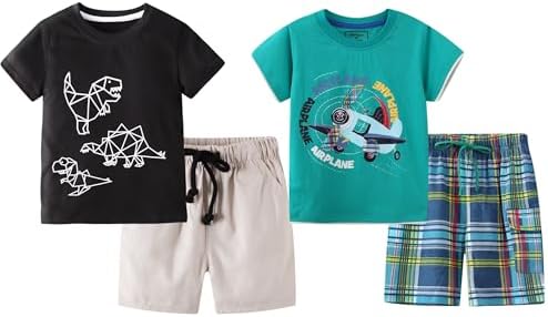 Toddler Boy Summer Shirt and Shorts Set for Ages 2-7