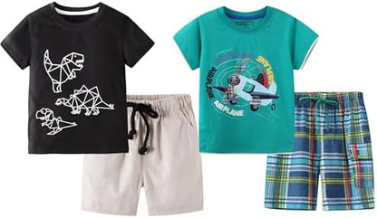 Toddler Boy Summer Shirt and Shorts Set for Ages 2-7