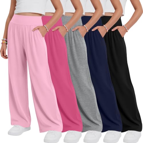 Girls' Wide Leg Pants 5-Pack Stretchy & Comfortable