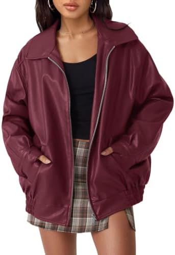 Women's Oversized Faux Leather Jacket for Fall & Winter