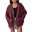Women's Oversized Faux Leather Jacket for Fall & Winter