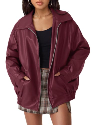 Women's Oversized Faux Leather Jacket for Fall & Winter