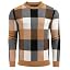 Men's Plaid Crew Neck Knit Sweater Long Sleeve Pullover