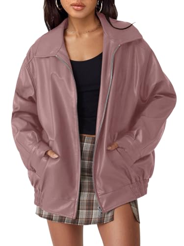 Women's Oversized Faux Leather Jacket for Fall & Winter